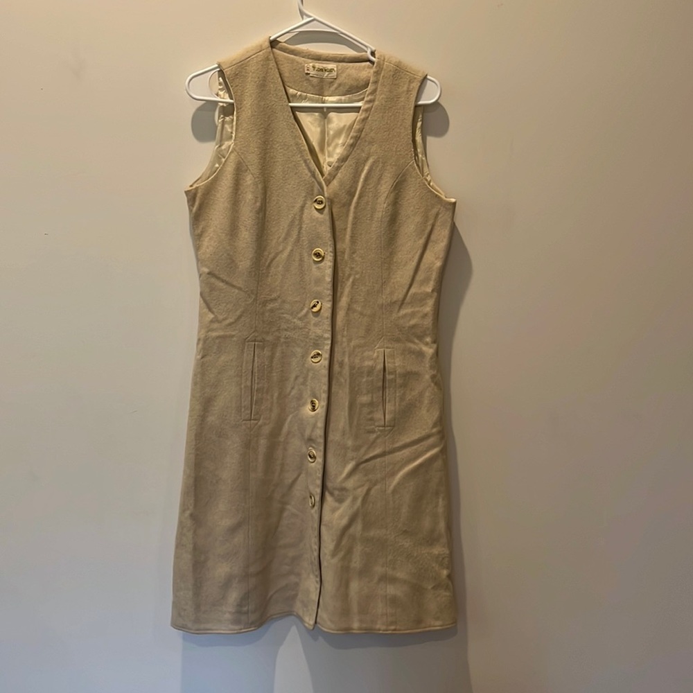 Off White Wool fully lined Vintage Dress